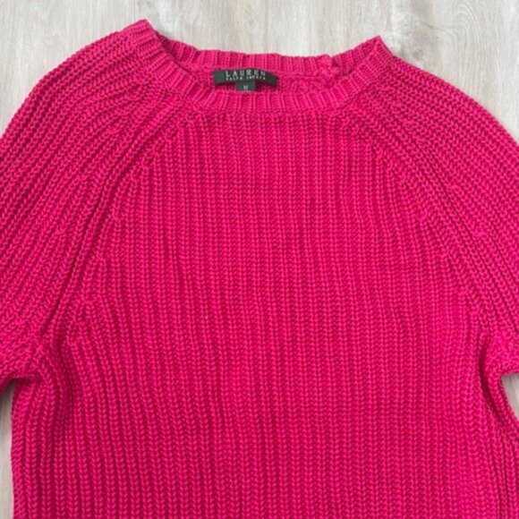 Ralph Lauren Pink Cable Knit Sweater Pink size M 100% cotton - Picture 3 of 5